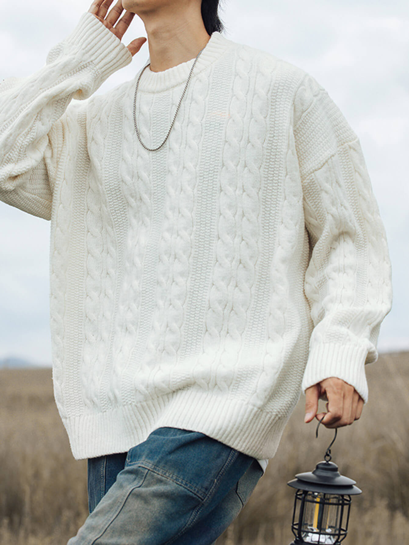 Casual All-match Knitted Round Neck Long-Sleeved Solid Color Sweater