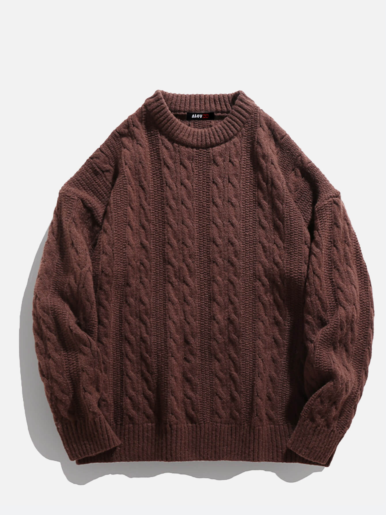 Casual All-match Knitted Round Neck Long-Sleeved Solid Color Sweater