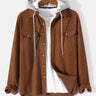 Casual Brown Double Pocket Long Sleeve Hoodie
