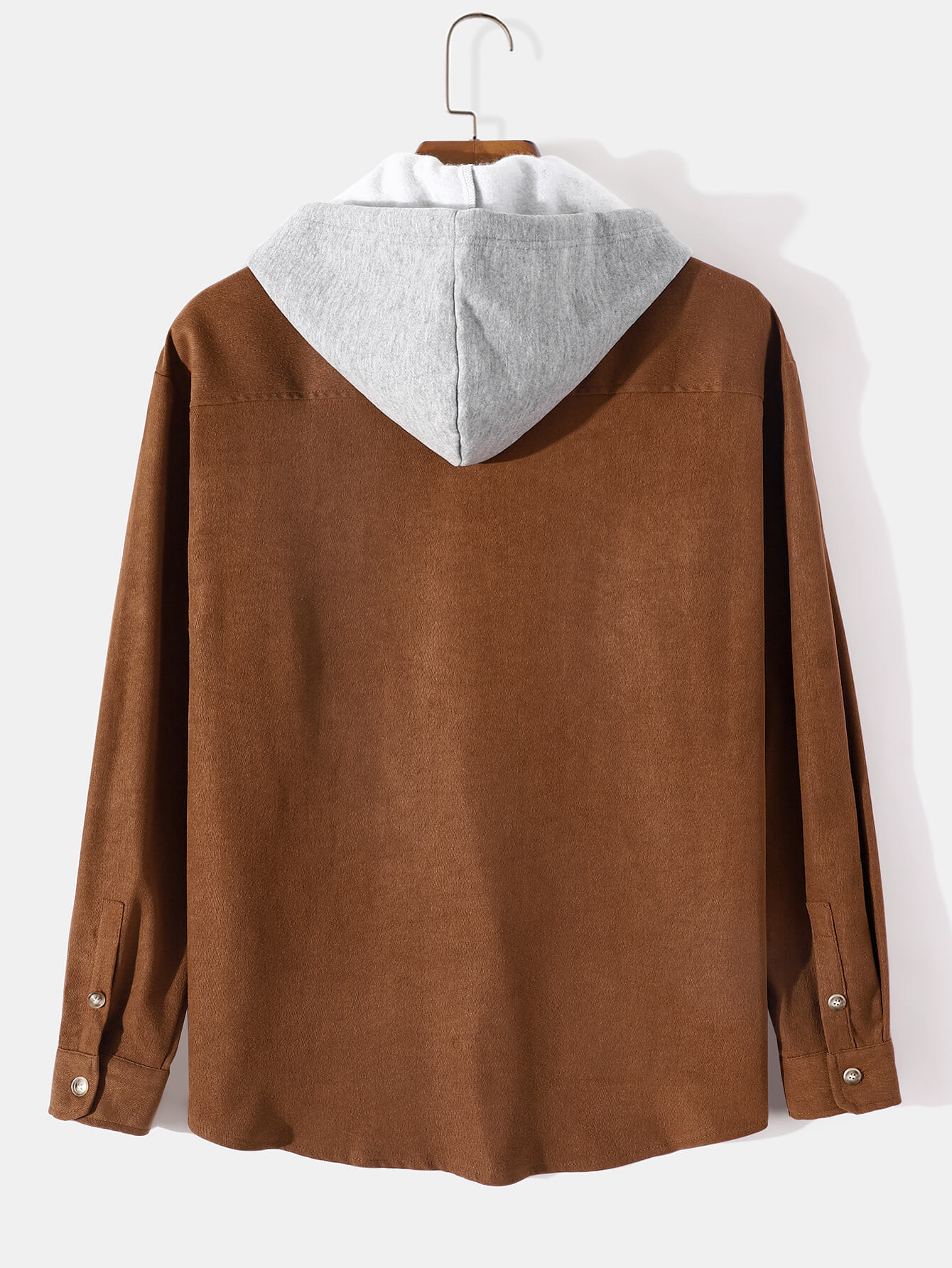 Casual Brown Double Pocket Long Sleeve Hoodie