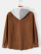 Casual Brown Double Pocket Long Sleeve Hoodie