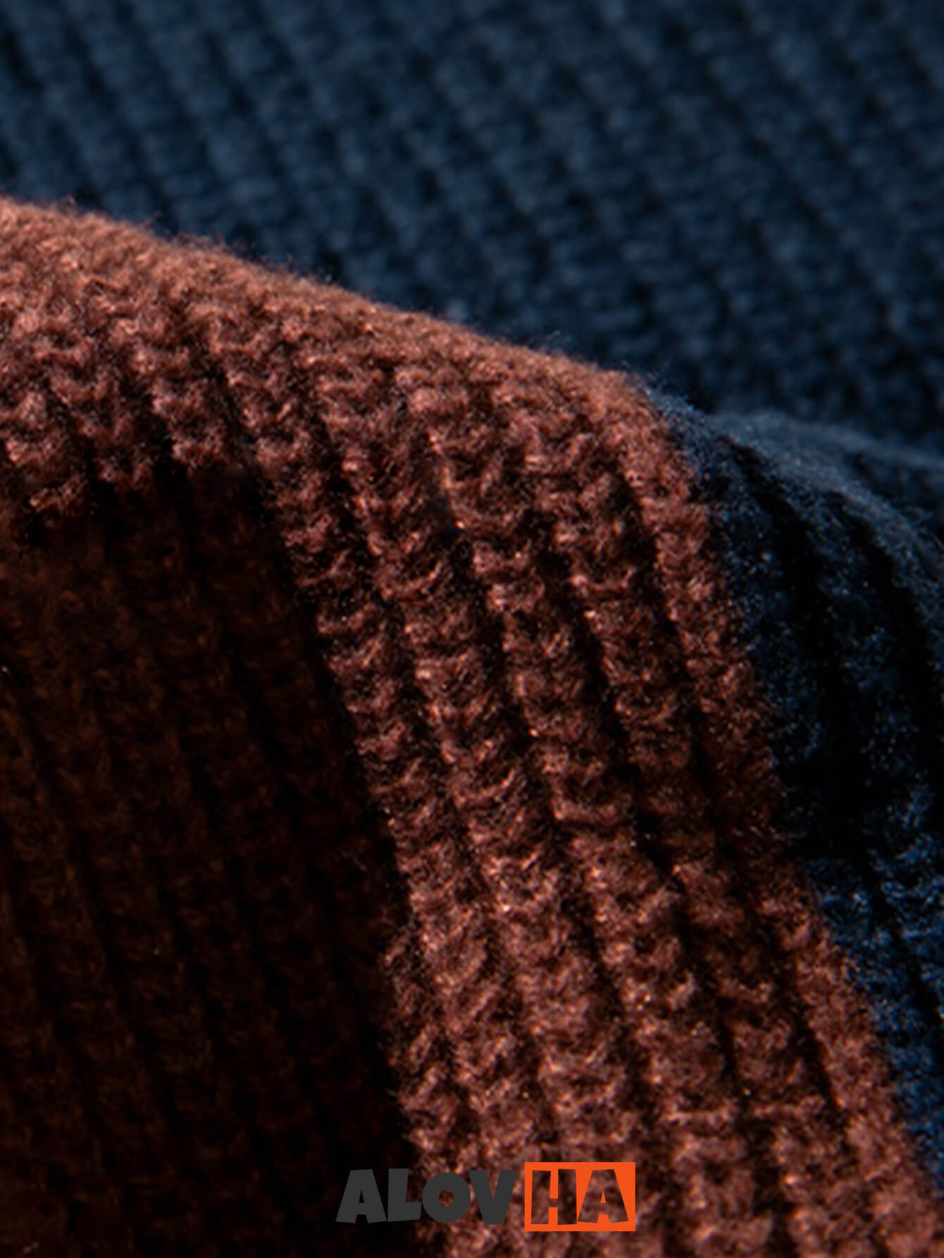 Casual Contrasting Color Knitted Texture Round Neck Sweatshirt