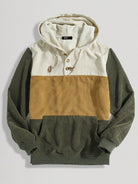 Casual Corduroy Patchwork Button-Up Hoodie
