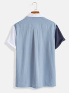 Casual Cotton Patchwork Multi-Pocket Textured Shirt