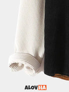 Casual Long Sleeve Color Block Corduroy Shirt