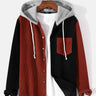 Casual Patchwork Corduroy Long-Sleeve Hoodie