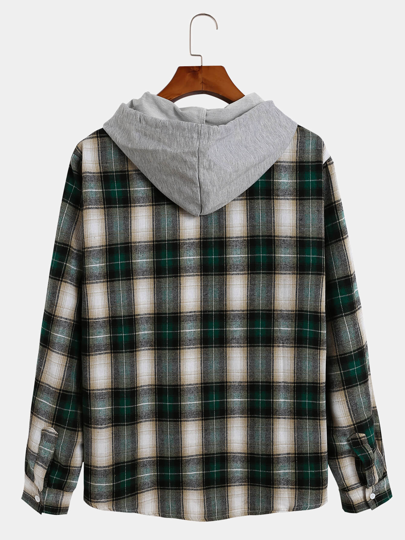 Casual Plaid Hooded Long Sleeve Button Down Shirt