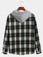 Casual Plaid Hooded Long Sleeve Button Down Shirt