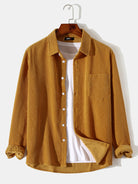 Casual Solid Color Corduroy Lapel Shirt