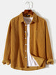 Casual Solid Color Corduroy Lapel Shirt