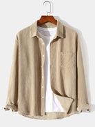 Casual Solid Color Corduroy Lapel Shirt