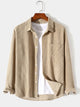 Casual Solid Color Corduroy Lapel Shirt