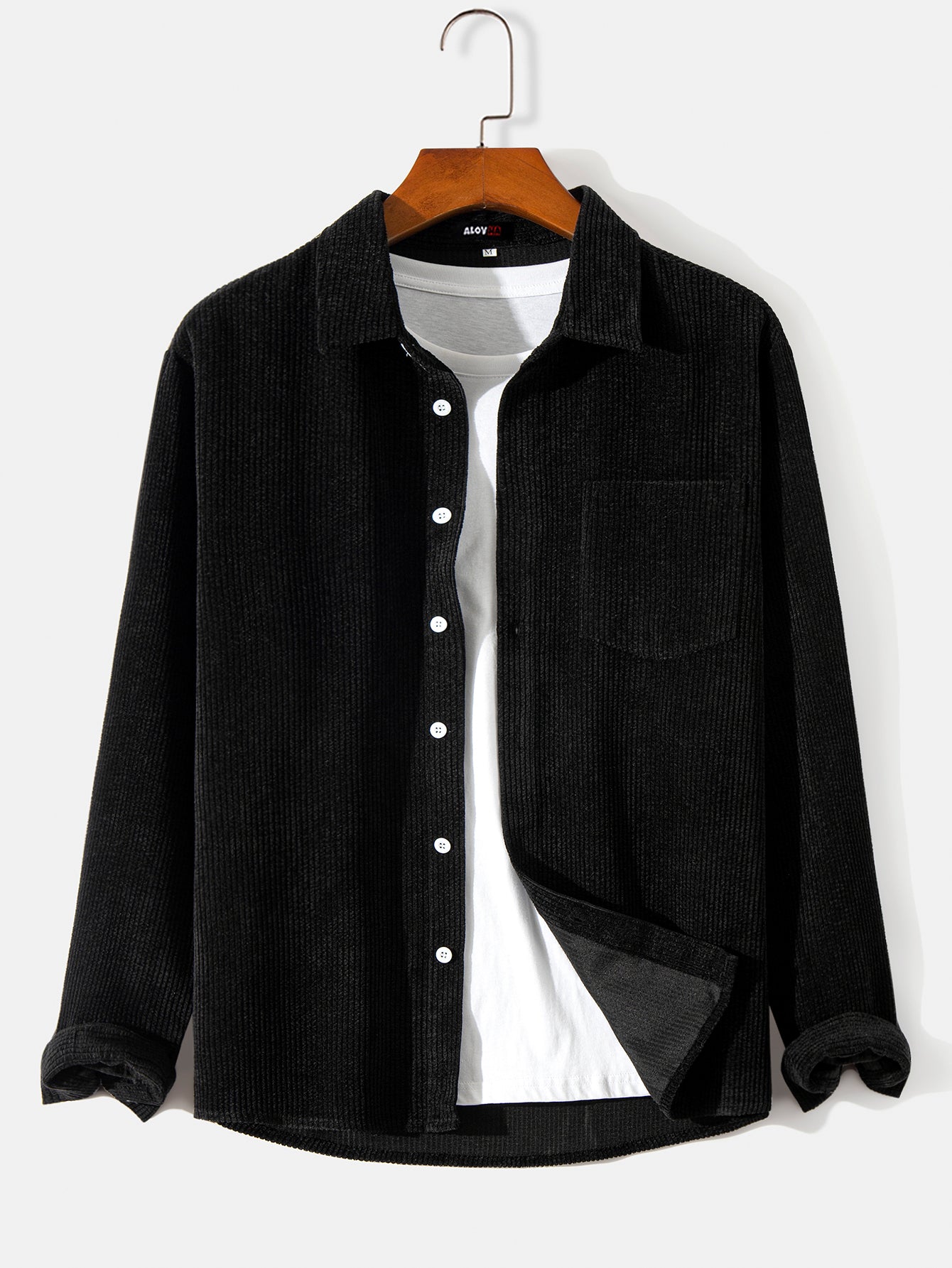 Casual Solid Color Corduroy Lapel Shirt