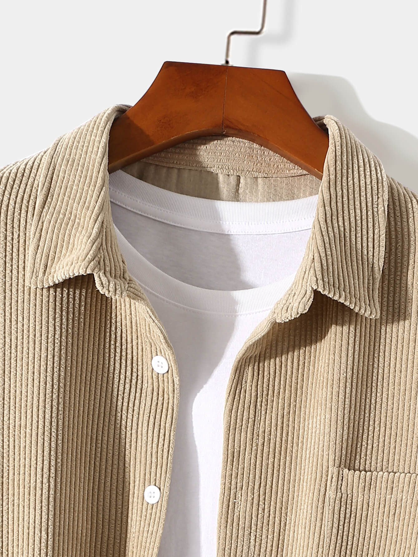 Casual Solid Color Corduroy Lapel ShirtCasual Solid Color Corduroy Lapel Shirt