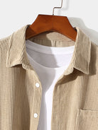 Casual Solid Color Corduroy Lapel ShirtCasual Solid Color Corduroy Lapel Shirt