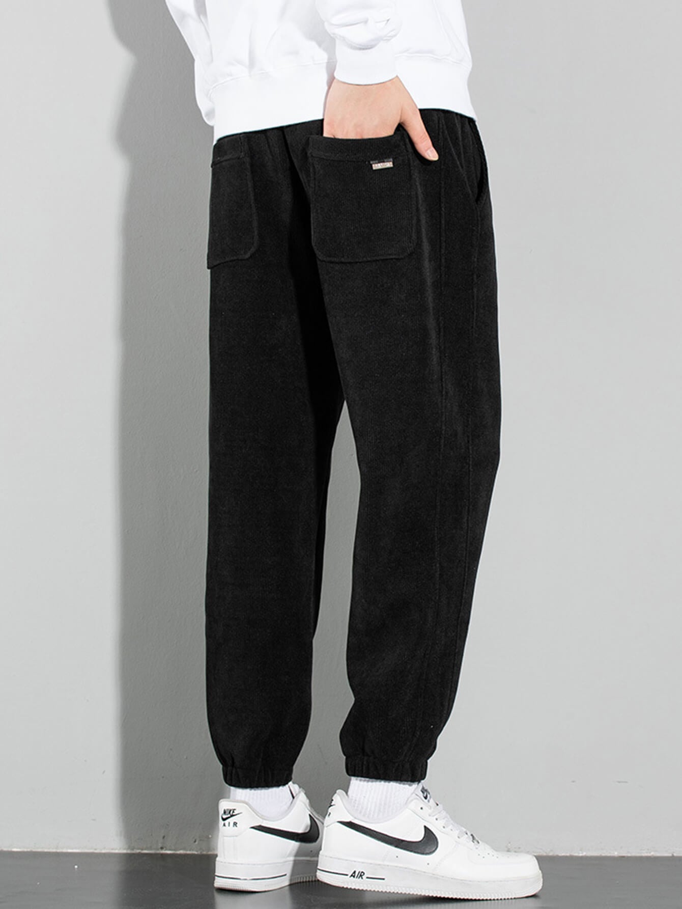 Casual Solid Color Corduroy Warm Pants