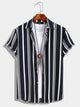 Casual Solid Color Striped Lapel Shirt