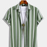 Casual Solid Color Striped Lapel Shirt