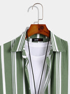 Casual Solid Color Striped Lapel Shirt