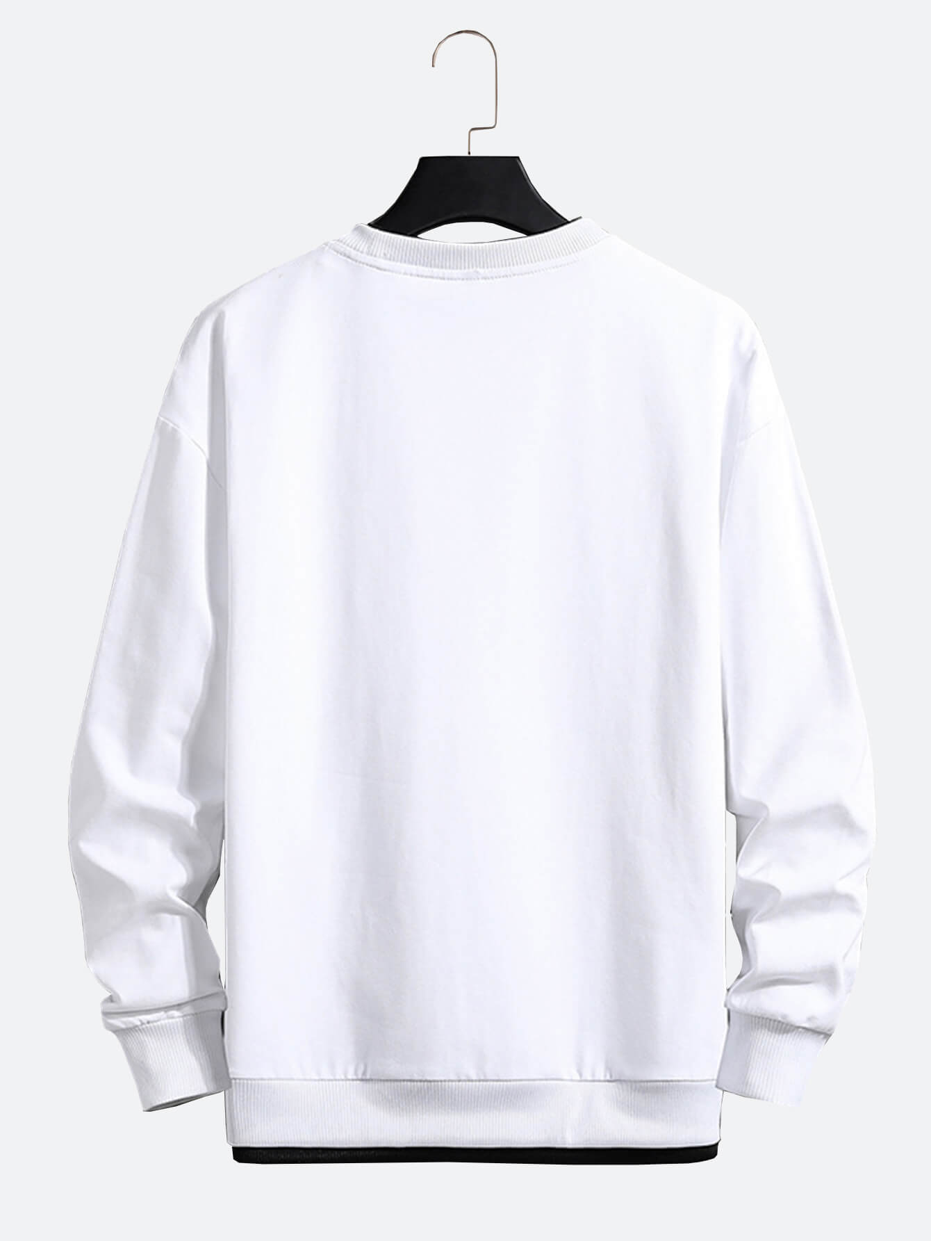 Casual Sweatshirt Men's Fake Two Piece Solid Color Round Neck Fashion Long Sleeves