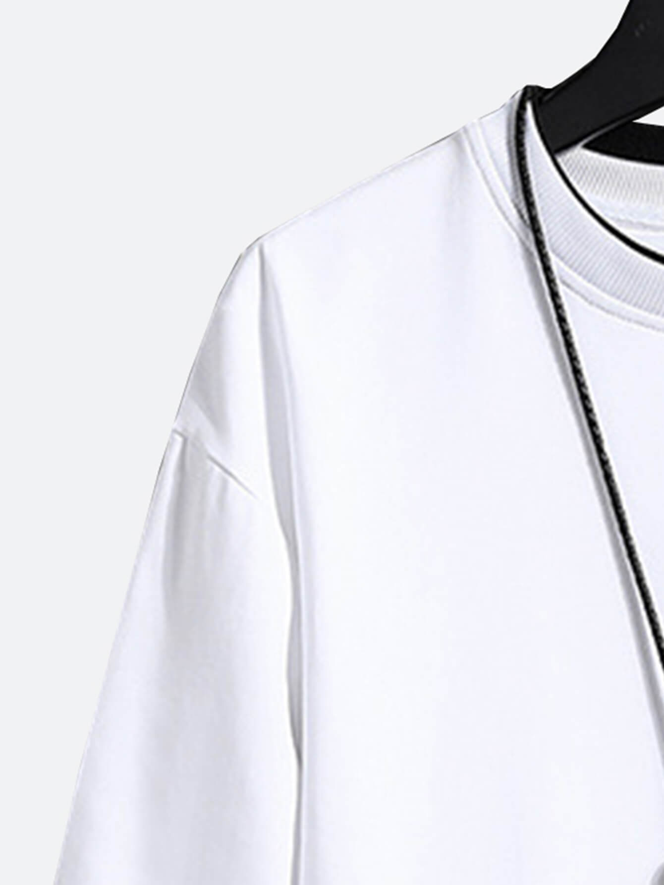 Casual Sweatshirt Men's Fake Two Piece Solid Color Round Neck Fashion Long Sleeves