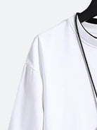 Casual Sweatshirt Men's Fake Two Piece Solid Color Round Neck Fashion Long Sleeves