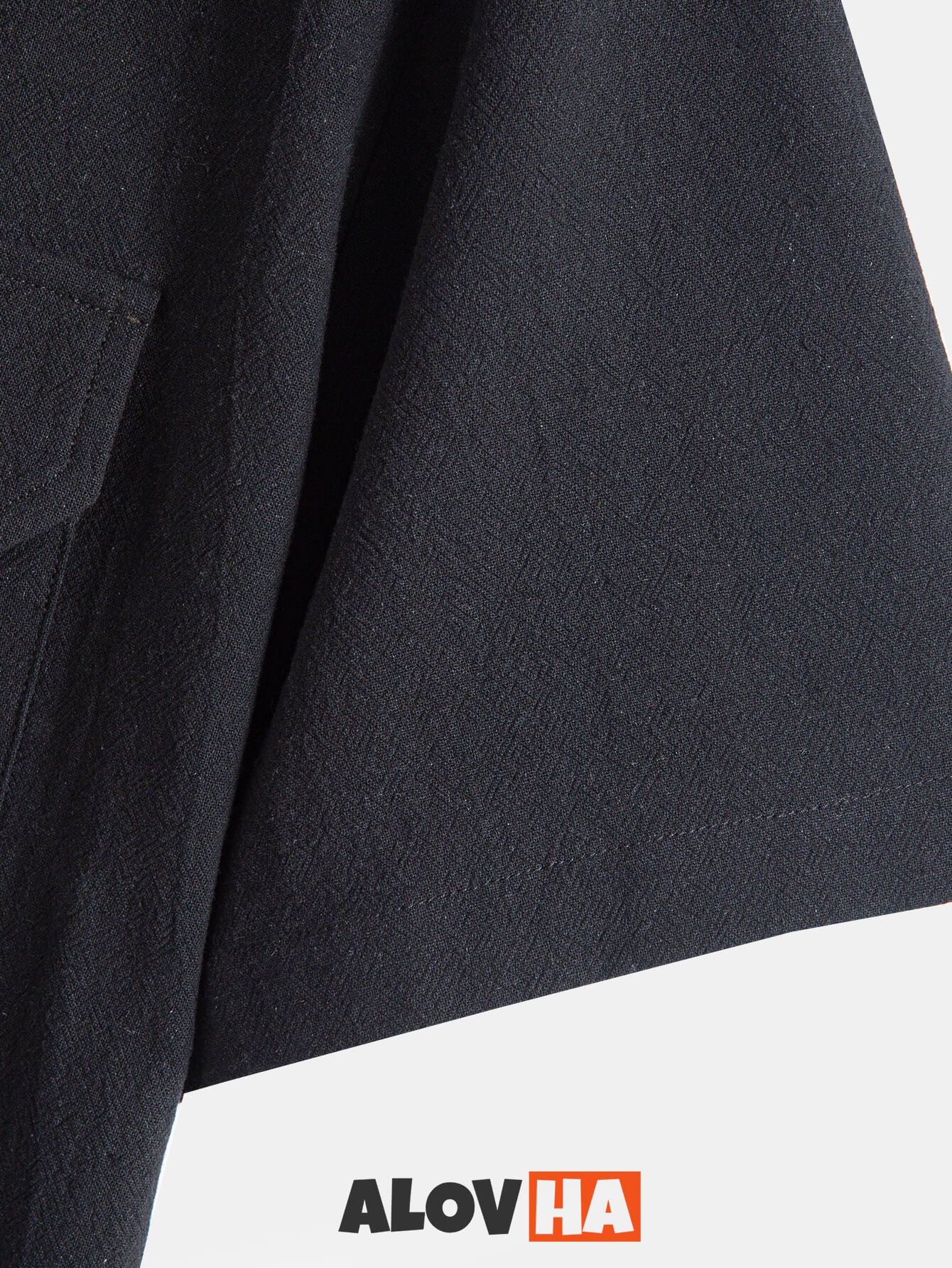Casual Versatile Black Textured Short-Sleeve Shirt