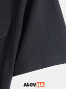 Casual Versatile Black Textured Short-Sleeve Shirt