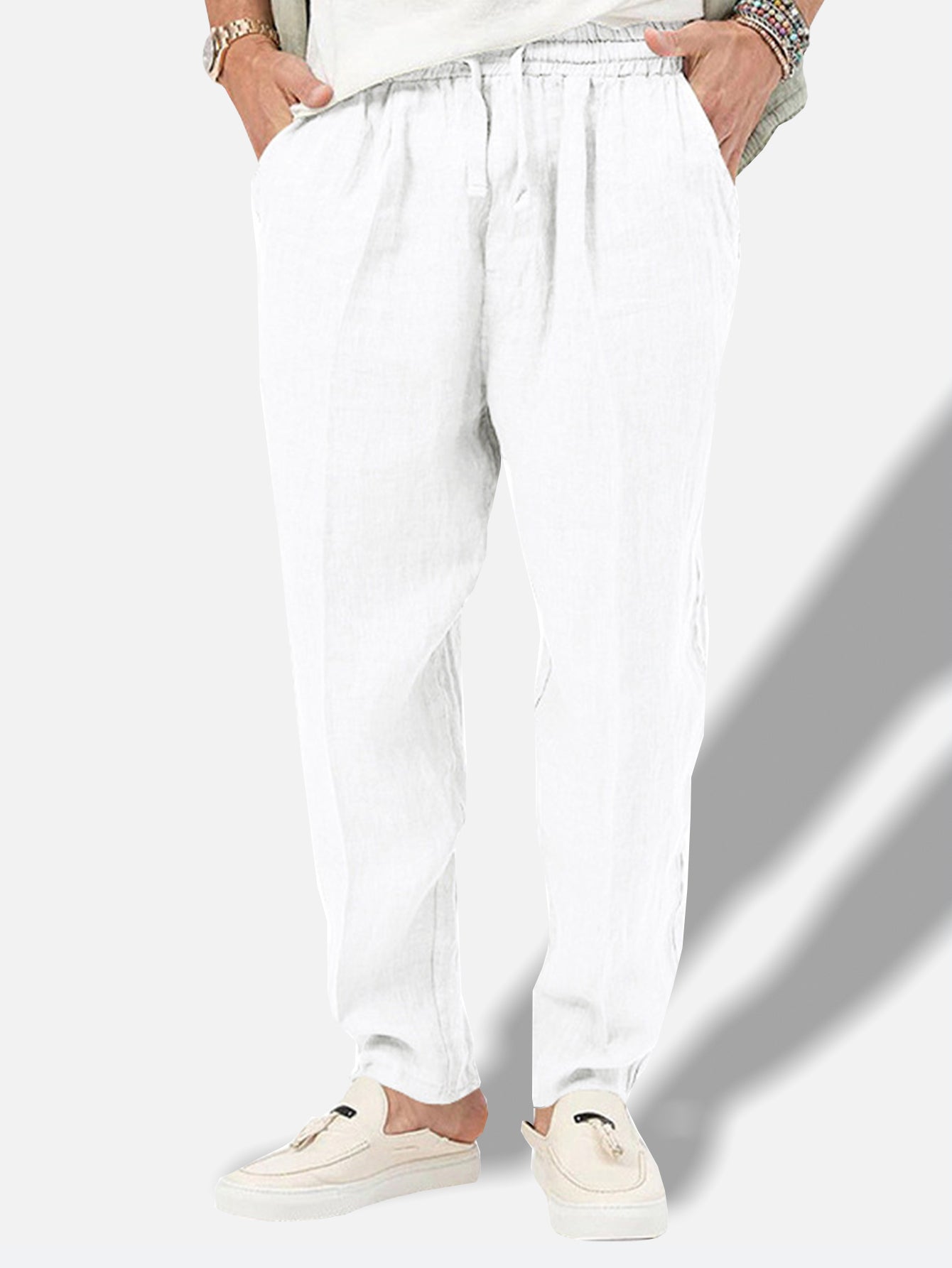 Chic Classic Men's Cotton Solid Color Cotton Linen Trousers