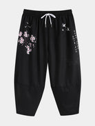 Chinese Characters Crane Sakura Pattern Two-Piece Cardigan Kimono with Shorts Set