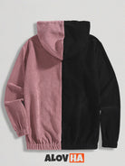 Corduroy Black And White Patchwork Pocket Hoodie