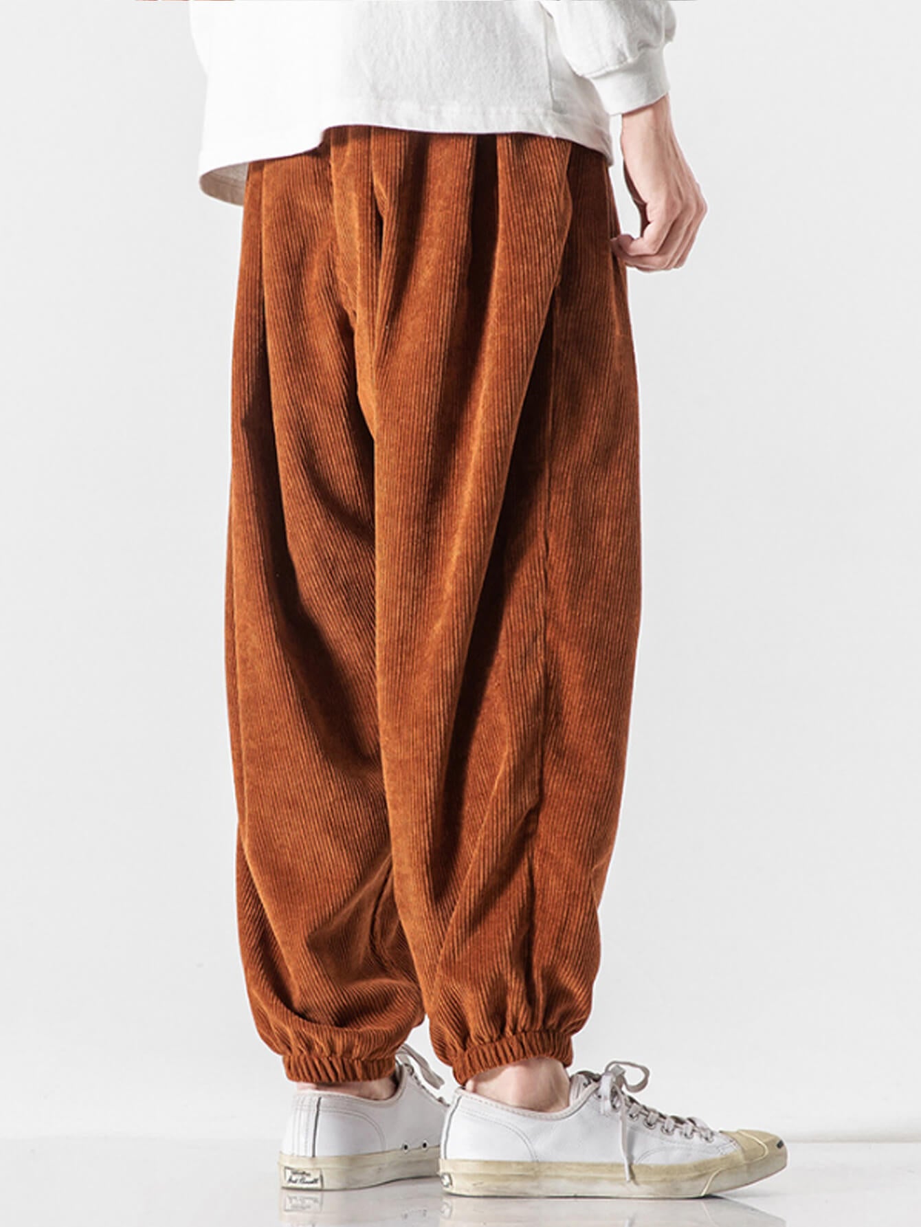 Corduroy Harem Casual Pants Men's Solid Color Bloomers