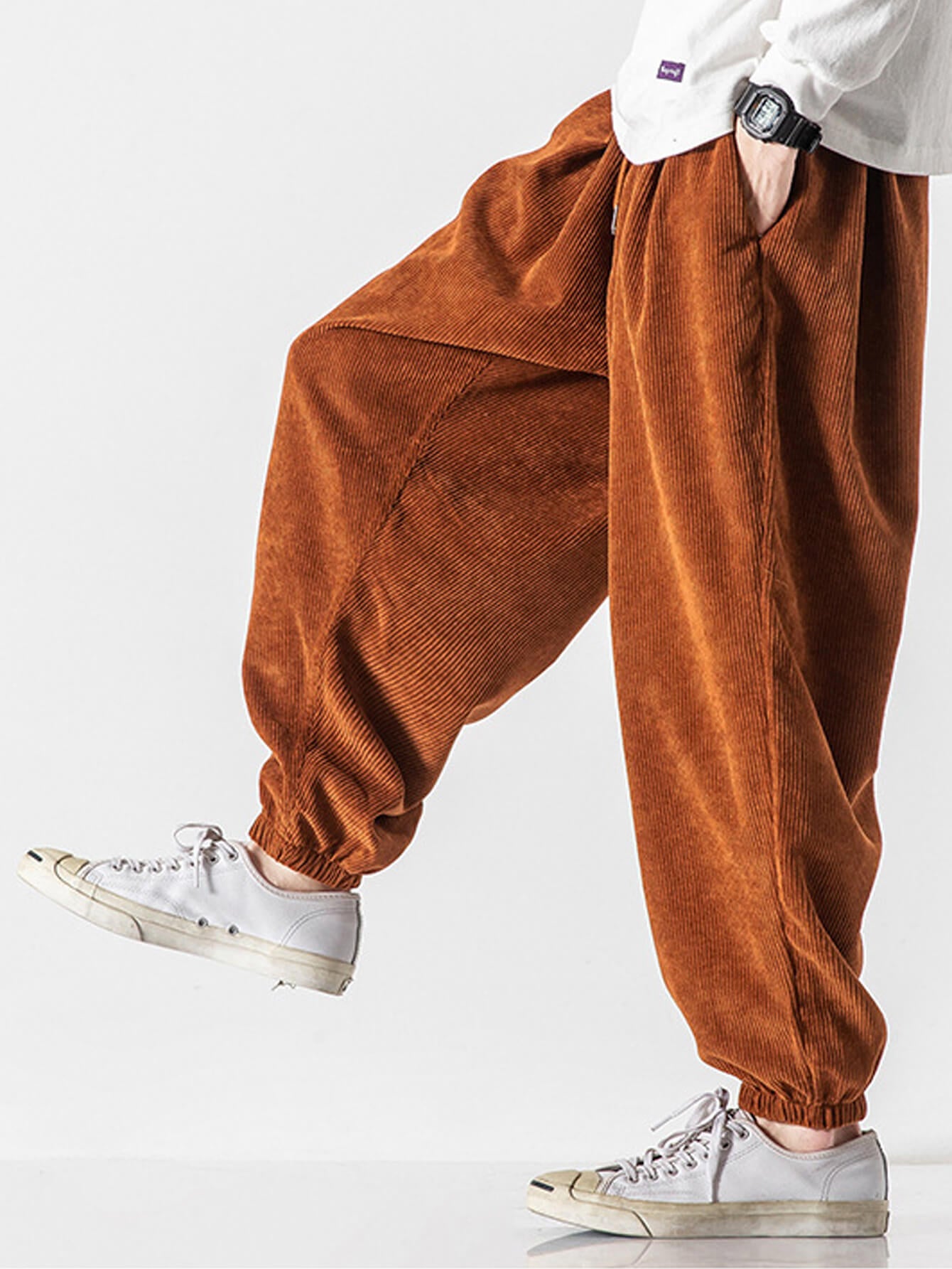 Corduroy Harem Casual Pants Men's Solid Color Bloomers – Alovha