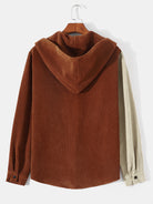 Corduroy Paneled Long-Sleeved Hoodie