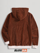 Corduroy Patchwork Creative Pockets Hoodie