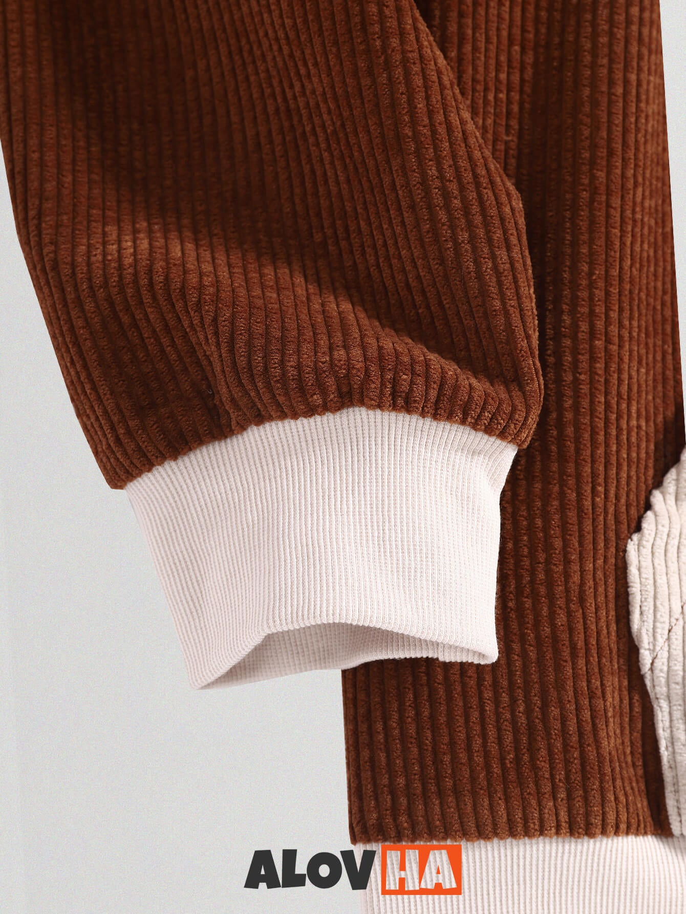 Corduroy Patchwork Creative Pockets Hoodie