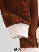 Corduroy Patchwork Creative Pockets Hoodie