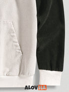 Corduroy Patchwork Pocket Button Hoodie