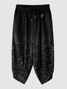 Mens Crane Printed Open Front Kimono with Shorts Set