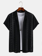 Cutout Stripe Lapel Shirt