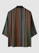 Ethnic Stripe Print Kimono Set