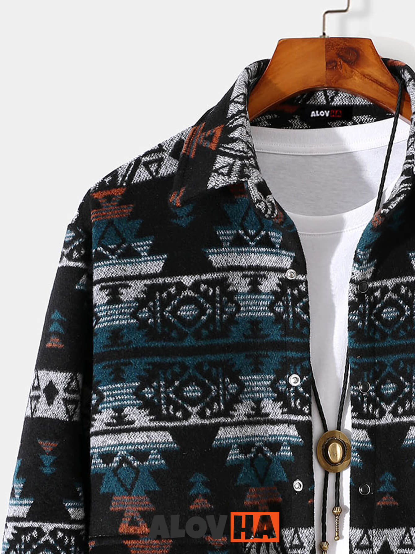 Flannel Irregular Geometric Pattern Lapel Jacket