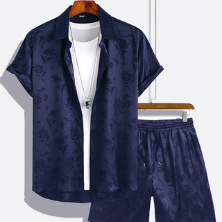 Jacquard Rose Pattern Two-Piece Set