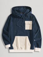 Men Patchwork Corduroy Kangaroo Sweatshirt Hoodie