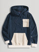 Men Patchwork Corduroy Kangaroo Sweatshirt Hoodie