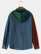 Men's Contrast Patchwork Corduroy Long Sleeve Hoodie