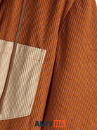 Men's Corduroy Paneled Short Sleeve Button Up Hoodie