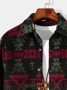 Men's Geometric Lapel Long Sleeve Print Jacket
