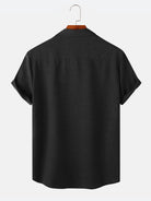 Men's Short Sleeve Button Up Shirt Fashion Linen Solid Color Shirt