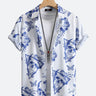 Men's Lapel Shirt Triangular Skull Print Short Sleeves